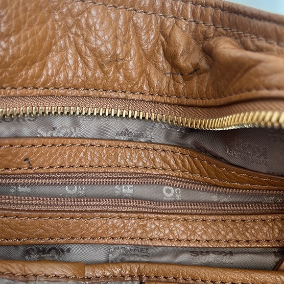 Michael Kors Large Pebbled Leather Carmel Camel Brown Shoulder Bag Hobo Satchel - Picture 10 of 15